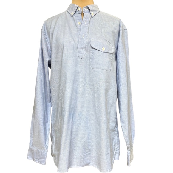 Brooks Brothers Other - shirt BROOKS BROTHERS M blue supima cotton long sleeve collar slim pullover polo